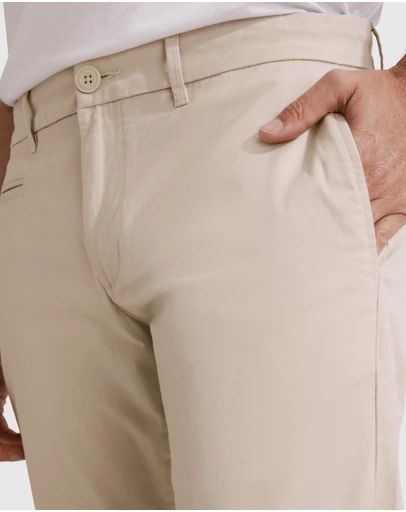 Men Regular Fit Beige Cotton Blend Pant