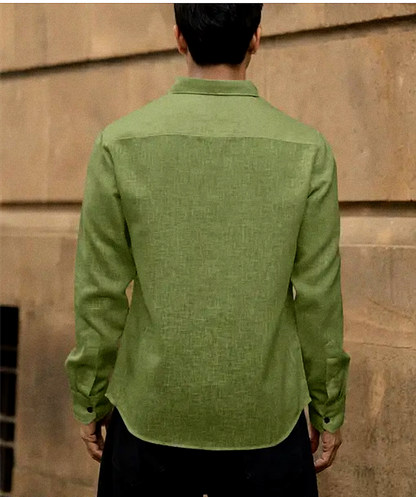 Men's olive Green cotton linen shirt