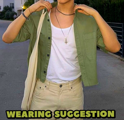 Men's olive Green cotton linen shirt