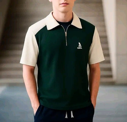 "Men's Summer Polo T-Shirt with Zip – Gen Z Fashion 2025