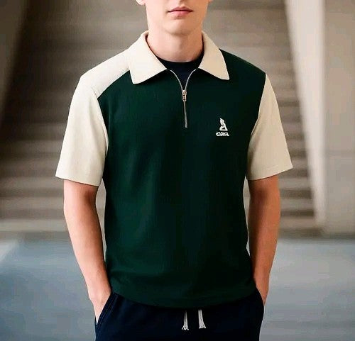 "Men's Summer Polo T-Shirt with Zip – Gen Z Fashion 2025
