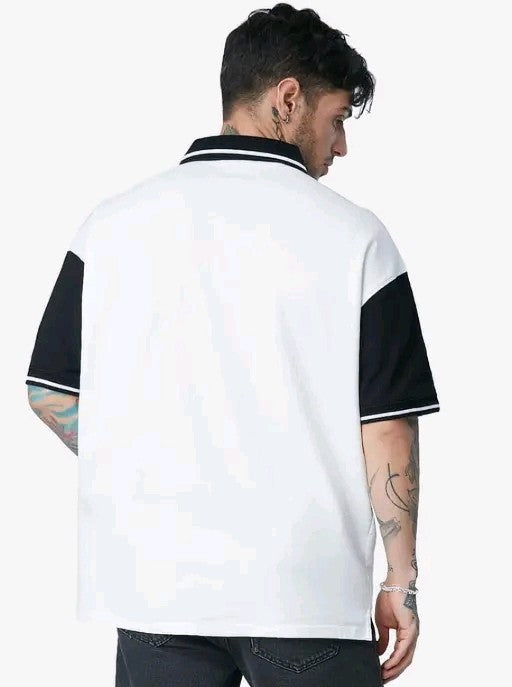 Men's Oversized Skull Print Cotton Blend Polo T-Shirt – Casual Streetwear Fit