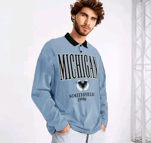 EYEBOGLER Mens Oversize Fit T Shirt blue and  black