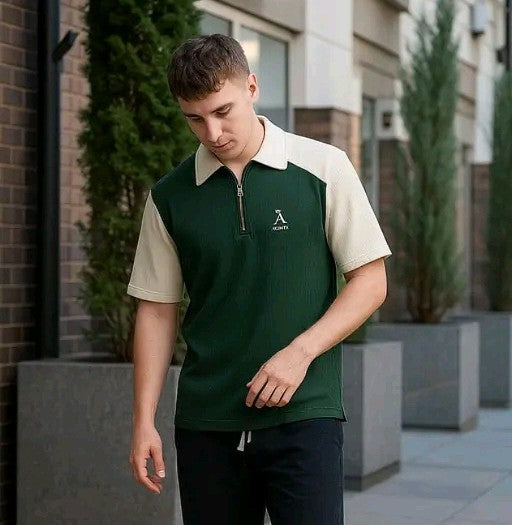 "Men's Summer Polo T-Shirt with Zip – Gen Z Fashion 2025