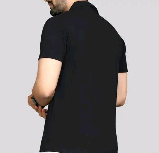 Men's Stylish Half Sleeve Polo Zip Neck T-shirt for Casual Wear