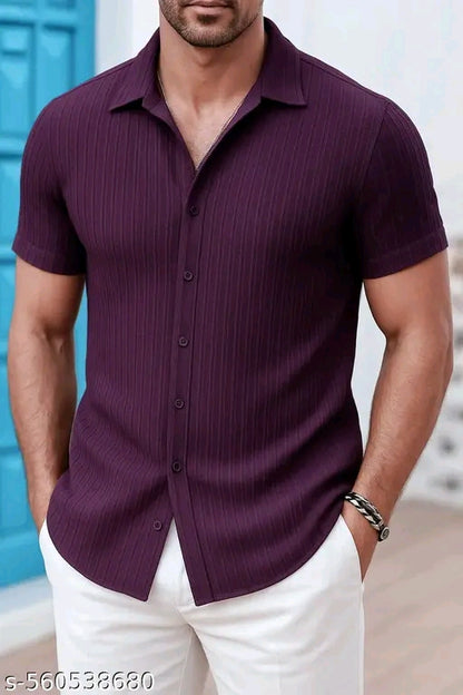 Men's Stylish Popcorn Fabric Casual Shirt