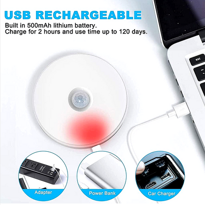 USB Rechargeable Motion Sensor LED Light – Wireless, Self-Adhesive, Perfect for Wardrobe, Cupboard, Stairs & Night Lighting.