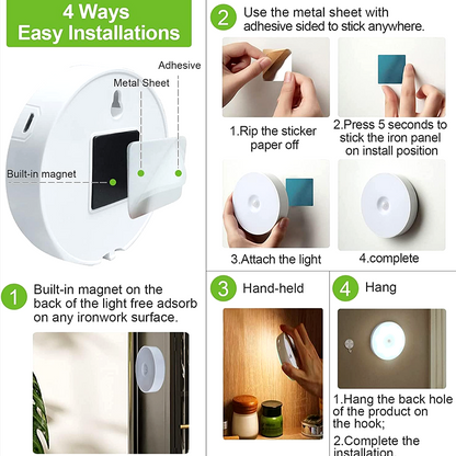 USB Rechargeable Motion Sensor LED Light – Wireless, Self-Adhesive, Perfect for Wardrobe, Cupboard, Stairs & Night Lighting.