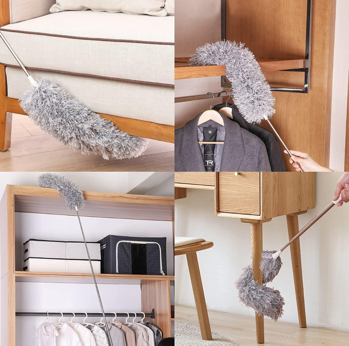 Microfiber Duster with Extension Pole,Washable & Bendable