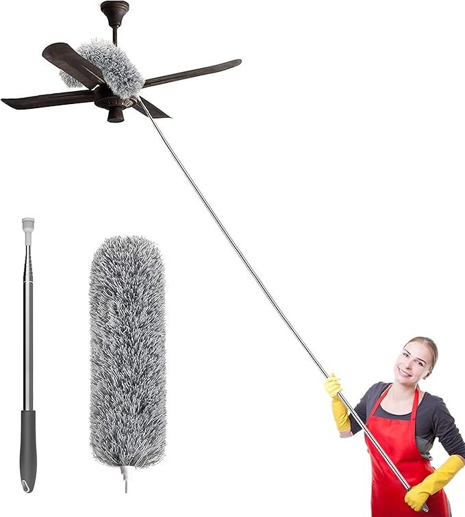 Microfiber Duster with Extension Pole,Washable & Bendable