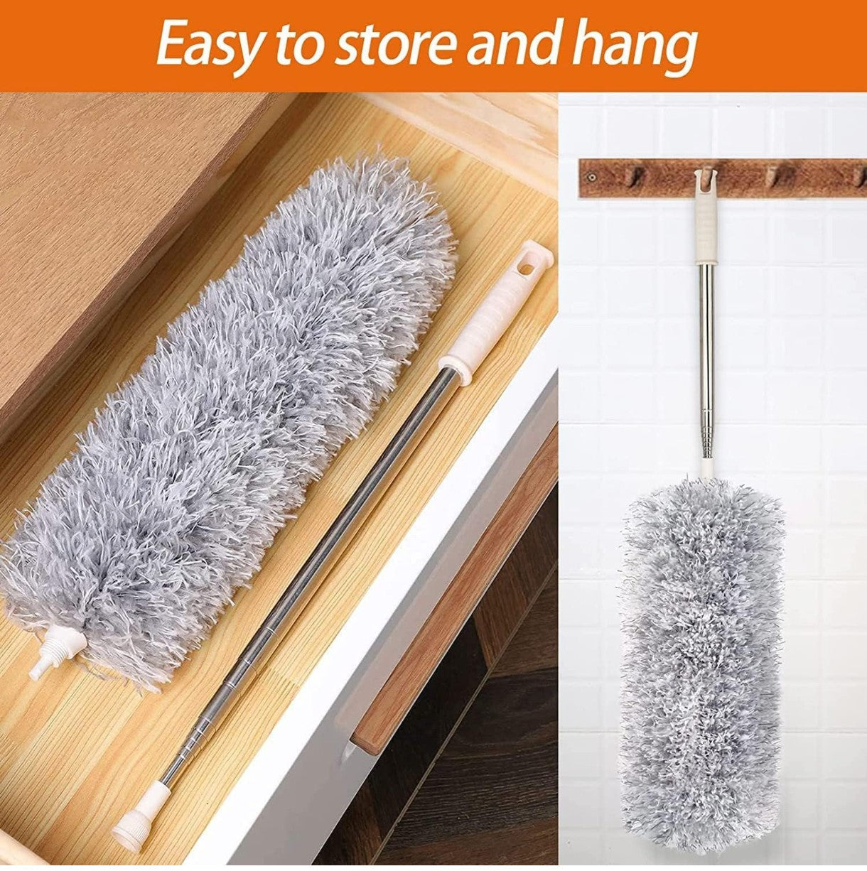 Microfiber Duster with Extension Pole,Washable & Bendable
