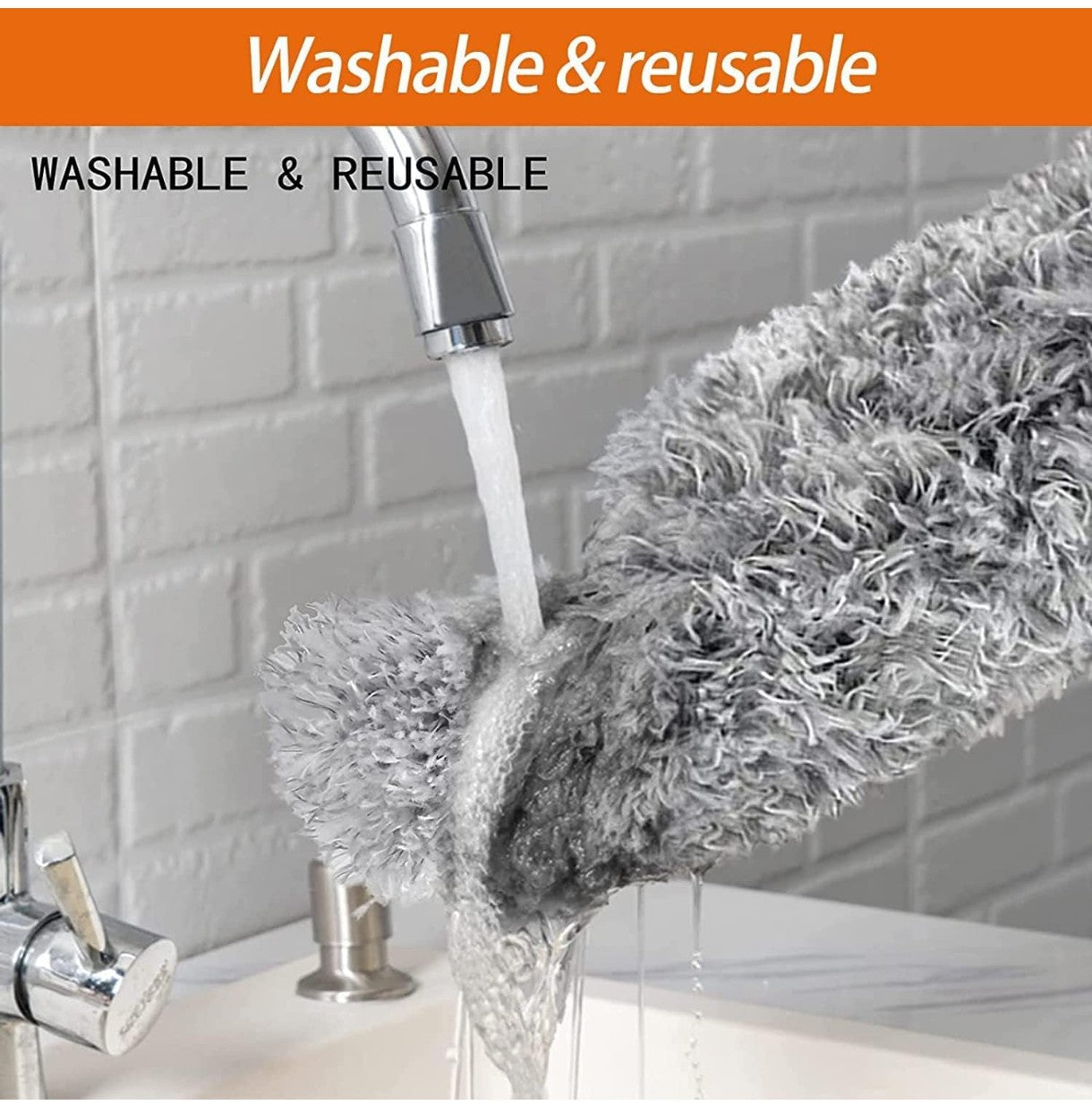 Microfiber Duster with Extension Pole,Washable & Bendable