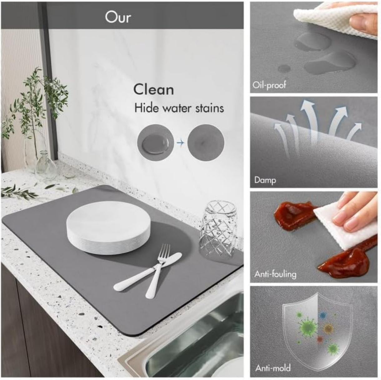 Kitchen Silicone Fast Water Absorber Mat – Buy 1 Get 1